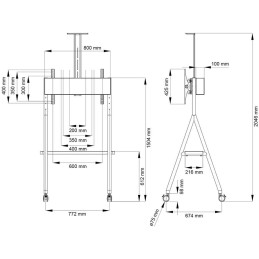 Neomounts NS-M1500WHITE / Mobile Flat Screen Floor Stand (height: 110 - 144 cm) / White