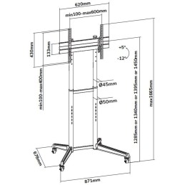Neomounts FL50-540BL1 /Držák displeje/vozík/37-70"/4 kolečka/VESA 600X400/nosn. 50kg/nast.výšky/náklon/černý