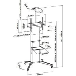 Neomounts FL50-550BL1/Držák displeje/vozík/37-70"/4 kolečka/VESA 600X400/nosn. 50kg/nast.výšky/náklon/AV držák/černý