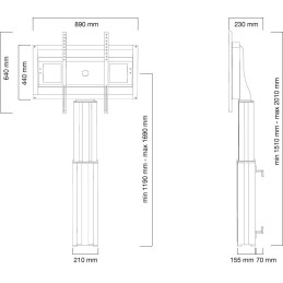 Neomounts  PLASMA-W2500SILVER / Motorised Floor Stand/Wall Mount - VESA 200x200 up to 800x600 / Silver