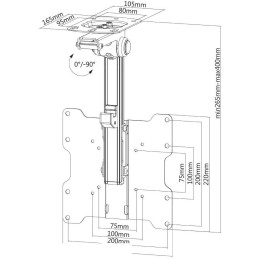 Neomounts  FPMA-C020BLACK / Flat Screen Ceiling Mount (Height: 26,5-40 cm) / Black