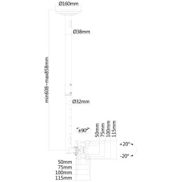 Neomounts  FPMA-C050SILVER / Flat Screen Ceiling Mount (Height: 60-85 cm) / Silver