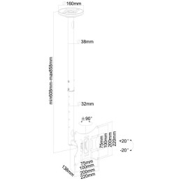 Neomounts  FPMA-C060BLACK / Flat Screen Ceiling Mount (Height: 60-85 cm) / Black