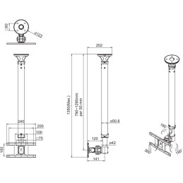 Neomounts  FPMA-C100SILVER / Flat Screen Ceiling Mount (Height: 79-129 cm) / Silver