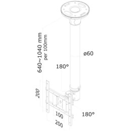 Neomounts  FPMA-C200BLACK / Flat Screen Ceiling Mount (Height: 64-104 cm) / Black