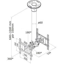 Neomounts  FPMA-C200D / Flat Screen Ceiling Mount (Height: 64-104 cm) / Black