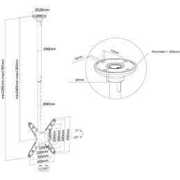 Neomounts  FPMA-C340BLACK / Flat Screen Ceiling Mount (Height: 106-156 cm) / Black