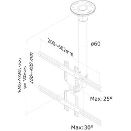 Neomounts  FPMA-C400BLACK / Flat Screen Ceiling Mount (Height: 64-104 cm) / Black