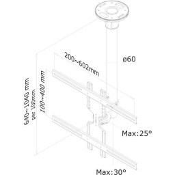Neomounts  FPMA-C400SILVER / Flat Screen Ceiling Mount (Height: 64-104 cm) / Silver