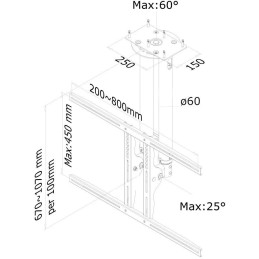 Neomounts  PLASMA-C100 / Flat Screen Ceiling Mount (Height: 67-107 cm) / Silver