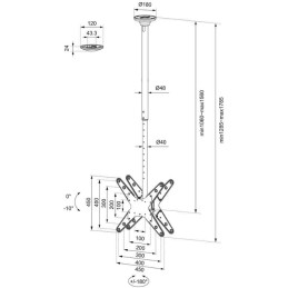 Neomounts  FPMA-C340DBLACK / Back to Back Screen Ceiling Mount (Height: 106-156 cm) / Black