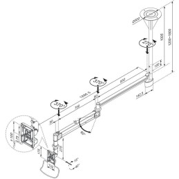 Neomounts  FPMA-HAC100 / Medical Flat Screen Ceiling Mount (162 cm long/170 cm high) box 1/2 / White