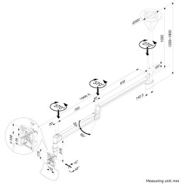 Neomounts  FPMA-HAC100HC / Medical Flat Screen Ceiling Mount (162 cm long/170 cm high) box 1/2 / White