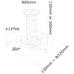 Neomounts  BEAMER-C80 / Projector Ceiling Mount (height: 13-20 cm) / Silver