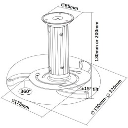 Neomounts BEAMER-C80WHITE/Držák projektoru/na strop/nosn. 15kg/výška 13/20 cm/bílý