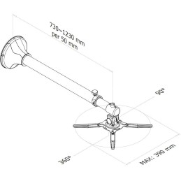 Neomounts  BEAMER-W100SILVER / Projector Wall Mount (length: 73-123 cm , short throw) / Silver