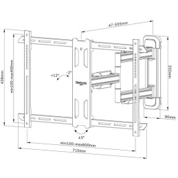 Neomounts Select  WL40S-850BL16 / Screen Wall Mount (full motion, 3 pivots, VESA 600x400) / Black