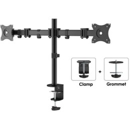 Neomounts Select NM-D135DBLACK/Držák displeje/na stůl/10-27"/svorka+průchodka/VESA 100X100/nosn. 2x 8kg/2 displeje/černý