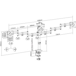 Neomounts Select NM-D135D3BLACK/Držák displeje/na stůl/10-27"/svorka+průchodka/VESA 100X100/nosn.3x 8kg/3 displeje/černý