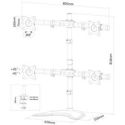 Neomounts Select  NM-D335D4BLACK / Flat Screen Desk mount (10-27") desk clamp/stand/grommet / Black