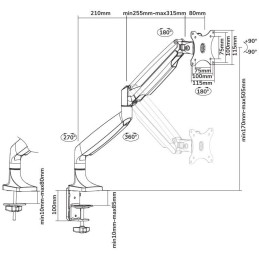 Neomounts Select  NM-D750WHITE / Flat Screen Desk mount (10-32") desk clamp/grommet / White