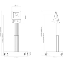 Neomounts Select NM-HUB2LIFTBLACK/Držák displeje/vozík/max 50"/VESA 350x350/nosn. 150kg/mot. nast.výšky/náklon/rotace/če