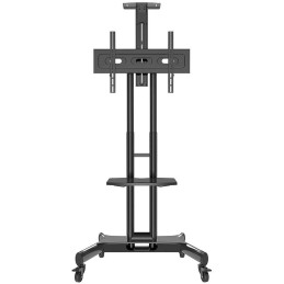 Neomounts Select NM-M1700BLACK/Držák displeje/vozík/32-75"/4 kolečka/VESA 600X400/nosn. 50kg/nast.výšky/2 police/černý