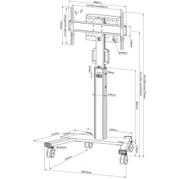 Neomounts Select FL50S-825BL1/Držák displeje/vozík/37-75"/4 kolečka/VESA 600X400/nosn. 70kg/nast.výšky/náklon/černý