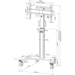 Neomounts Select FL50S-825WH1/Držák displeje/vozík/37-75"/4 kolečka/VESA 600X400/nosn. 70kg/nast.výšky/náklon/bílý