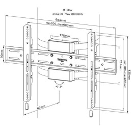 Neomounts Select WL30S-910BL16/Držák displeje/na sloup 25-100 cm/40-75"/fixní/VESA 600X400/nosn. 50kg/černý