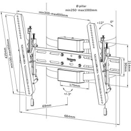 Neomounts Select WL35S-910BL16/Držák displeje/na sloup 25-100 cm/40-75"/sklopný/VESA 600X400/nosn. 50kg/černý