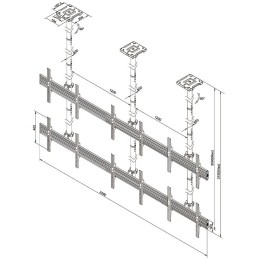 Neomounts Pro  NMPRO-C32 / Flat Screen Ceiling Mount - 3x2 (3 x horizontal/2 x vertical) - box 1/2 / Black/silver