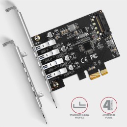 AXAGON řadič do PCIe pro 4x USB 3.2 Gen1 / PCEU-43RS / SP & LP