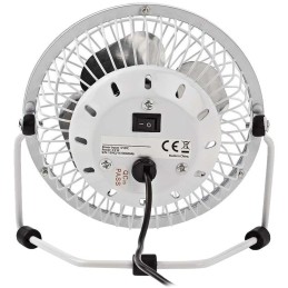 NEDIS mini ventilátor/ průměr 10 cm/ výkon 3 W/ napájení přes USB/ kabel 1 m/ kovový/ bílý