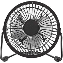 NEDIS mini ventilátor/ průměr 10 cm/ výkon 3 W/ napájení přes USB/ kabel 1 m/ kovový/ černý