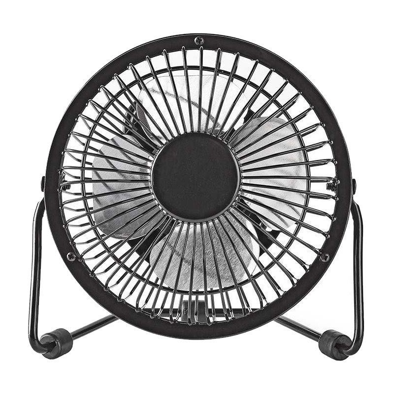 NEDIS mini ventilátor/ průměr 10 cm/ výkon 3 W/ napájení přes USB/ kabel 1 m/ kovový/ černý
