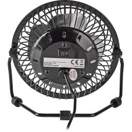 NEDIS mini ventilátor/ průměr 10 cm/ výkon 3 W/ napájení přes USB/ kabel 1 m/ kovový/ černý
