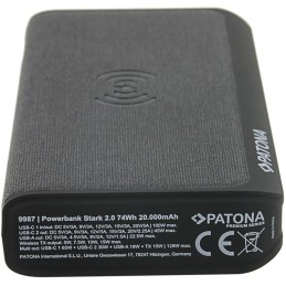 PATONA powerbanka, 20000mAh Li-lon, 2xUSB-C/1x USB-A s QI nabíjením 15W, PD 100W