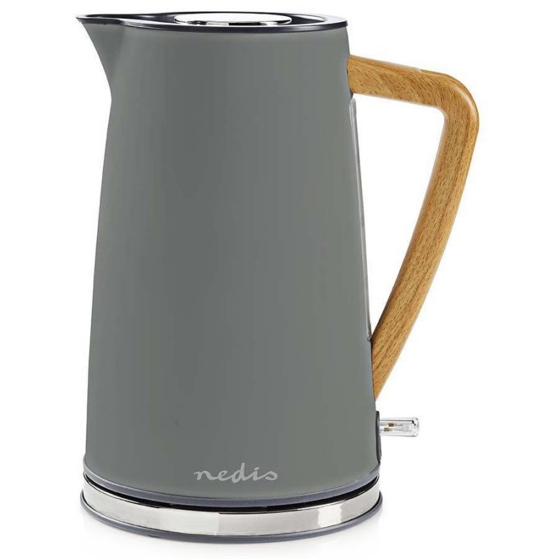 NEDIS rychlovarná konvice KAWK510EGY/ objem 1,7 l/ Soft-Touch/ 1850 - 2200 W/ nerezová ocel/ šedá