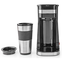 NEDIS kávovar/ na jeden šálek/ dvoustěnný cestovní hrnek/ kapacita 0,42 l/ černý