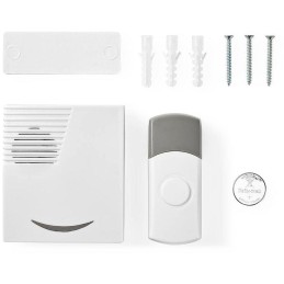 NEDIS sada bezdrátového domovního zvonku/ napájení na baterii/ 36 melodií/ dosah 300 m/ 80 dB/ bílá