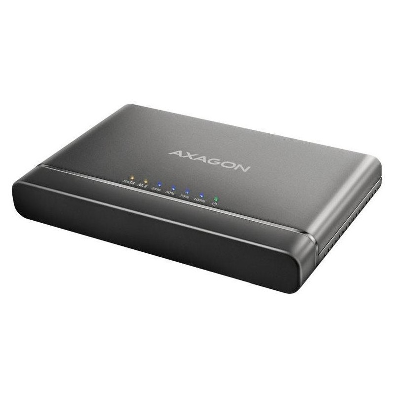 AXAGON kovový box na M.2 NVMe a 2,5" SATA SSD s funkní klonování / ADSA-CC / USB-C 3.2 Gen 2 / kabel 30cm