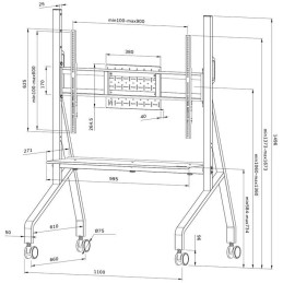 Neomounts FL50-525BL1 /Držák displeje/vozík/55-86"/4 kolečka/VESA 900X600/nosn. 76kg/nast.výšky/černý