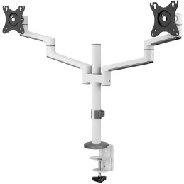 Neomounts DS60-425WH2 /Držák displeje/na stůl/17-27"/svorka+průchodka/3čepy/VESA 100X100/nosn.2x8kg/2 displeje/bílý
