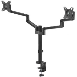 Neomounts DS60-425BL2 /Držák displeje/na stůl/17-27"/svorka+průchodka/3čepy/VESA 100X100/nosn.2x8kg/2 displeje/černý