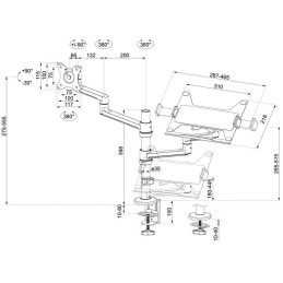 Neomounts DS20-425BL2/Držák displeje a notebooku/na stůl/17-27", 11,6-17,3"/svorka+průch./VESA 100X100/nosn. 8+5kg/černý