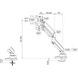 Neomounts DS70PLUS-450WH1/Držák zakřiveného displeje/na stůl/17-49"/svorka+průch./VESA 100X100/nosn.18kg/plyn.píst/1 dis