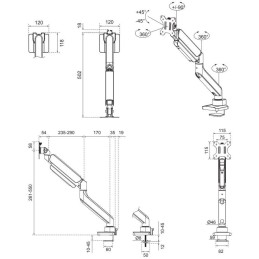 Neomounts DS70PLUS-450WH1/Držák zakřiveného displeje/na stůl/17-49"/svorka+průch./VESA 100X100/nosn.18kg/plyn.píst/1 dis