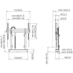 Vogels RISE Elektrický TV lift s montáží podlaha-stěna, rychlost 80 mm/s bílý