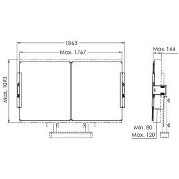 Vogels Postranní tabule 75" pro elektrický lift RISE s montáží podlaha-stěna bílé